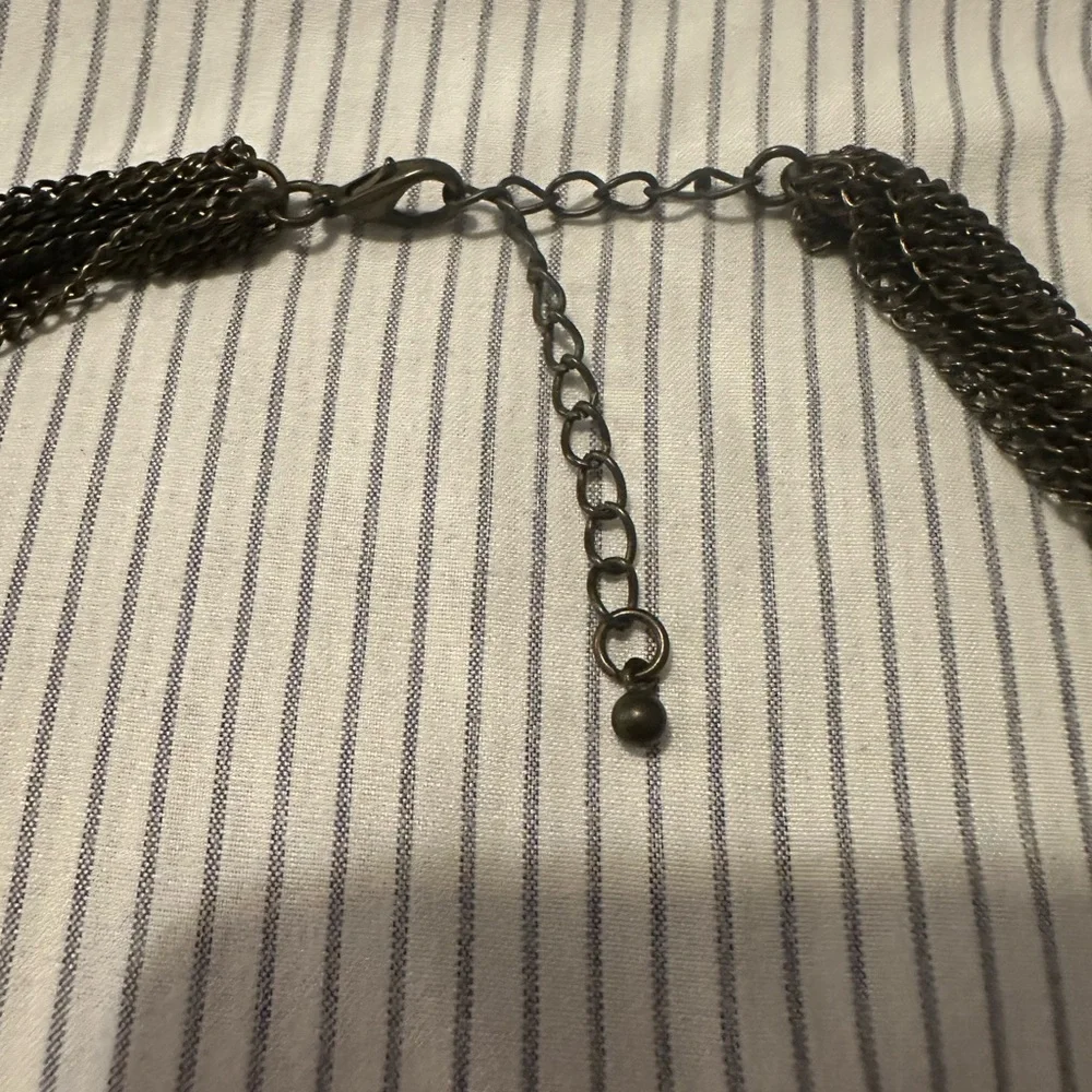 Chico’s Multi Strand Bead Rhinestone Oval Faceted Smoky Topaz Pendant Necklace - Picture 8 of 10